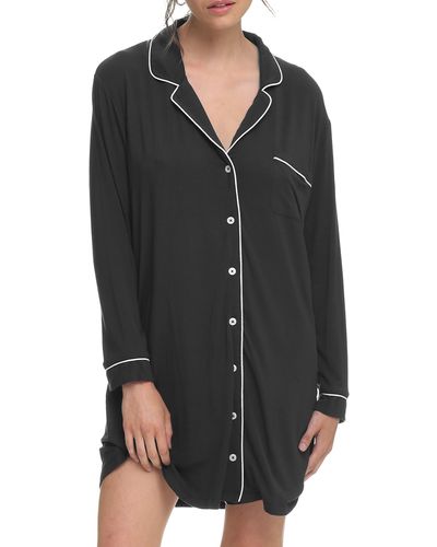 Papinelle Kate Long Sleeve Nightgown - Black
