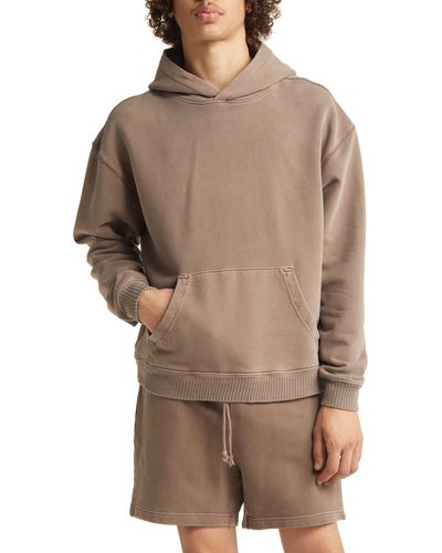 Elwood Core Oversize Organic Cotton Brushed Terry Hoodie - Brown