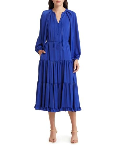Kobi Halperin Judy Tiered Long Sleeve Dress - Blue