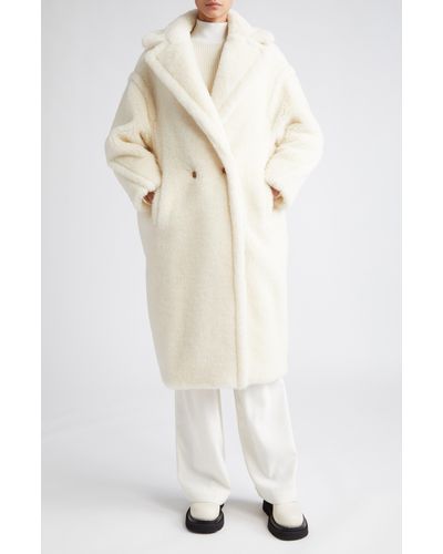 Max Mara Tedgirl Oversize Double Breasted Alpaca Blend Coat - White