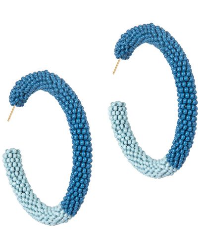 Deepa Gurnani Nixie Two-tone Bead Hoop Earrings - Blue