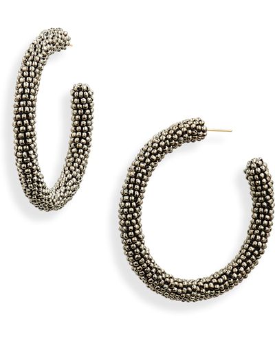 Deepa Gurnani Zaria Beaded Hoop Earrings - Metallic