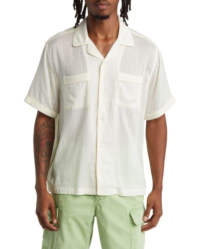 Saturdays NYC Cameron Stripe Short Sleeve Shirt - White