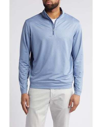 Peter Millar Crown Crafted Perth Skull In One Performance Quarter Zip Pullover - Blue