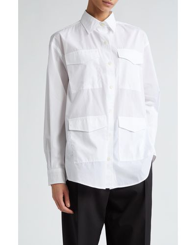Maria McManus Cargo Pocket Organic Cotton Button-up Shirt - White