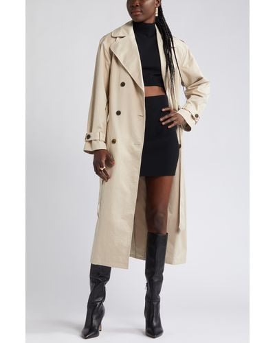Open Edit Belted Trench Coat - Multicolor