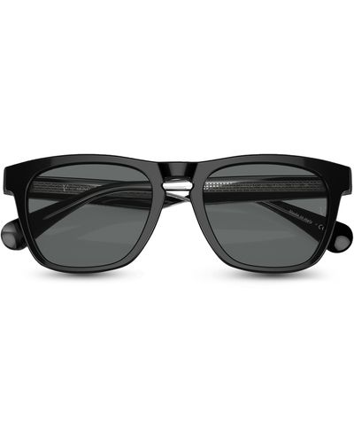 Oliver Peoples R-3 54mm Polarized Round Sunglasses - Black