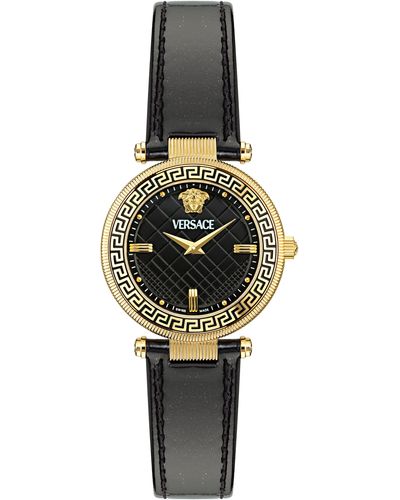Versace Reve Leather Strap Watch - Metallic