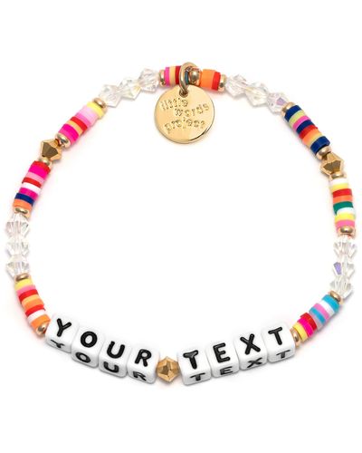 Little Words Project Rainbow Custom Beaded Stretch Bracelet - White