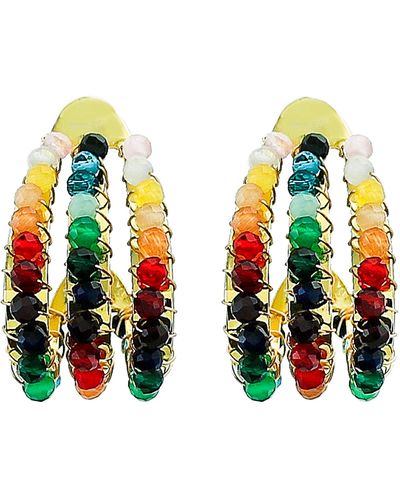 Panacea Color Crystal Three Row Hoop Earrings At Nordstrom - White