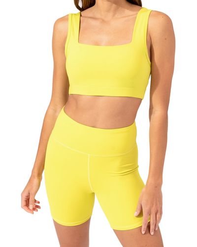 Threads For Thought Amorette Square Neck Sports Bra - Yellow