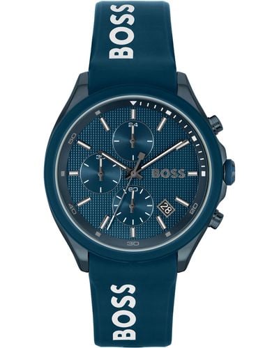BOSS Velocity Chronograph Silicone Strap Watch - Blue