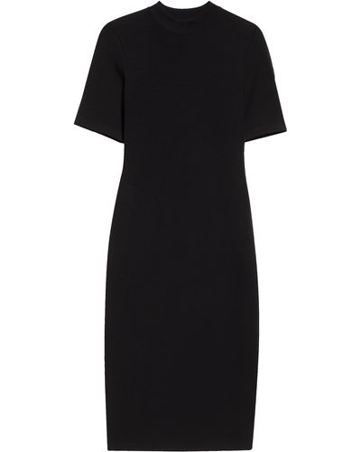 Moncler Cut & Sew Short Sleeve Midi Dress - Black