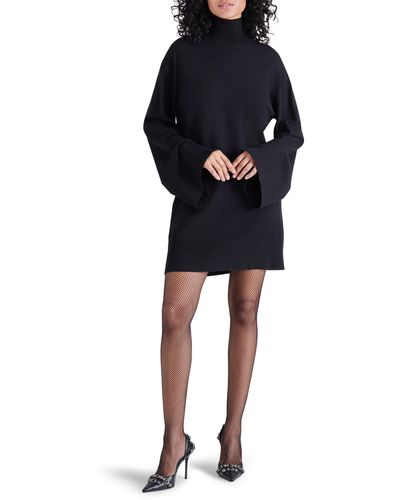 Steve Madden Gretta Turtleneck Long Sleeve Sweater Minidress - Black