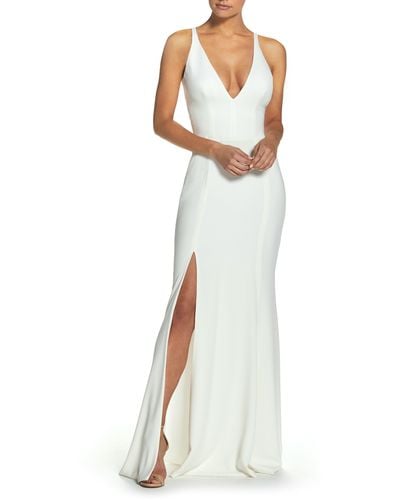 Dress the Population Iris Crepe Trumpet Gown - White