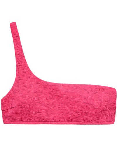 Mango Textured One-shoulder Bikini Top - Pink