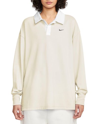 Nike Sportswear Essentials Oversize Long Sleeve Polo - White