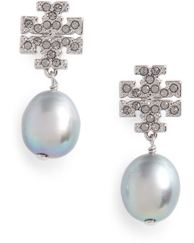 Tory Burch Kira Baroque Pearl Drop Earrings - White