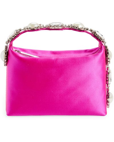 L'ALINGI Satin Jeweled Top Handle Bag - Purple