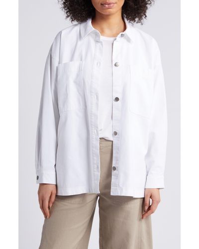 Eileen Fisher Boxy Stretch Organic Cotton & Hemp Shirt Jacket - White