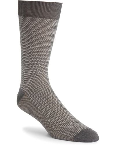 Canali Micropattern Cotton Dress Socks - Gray
