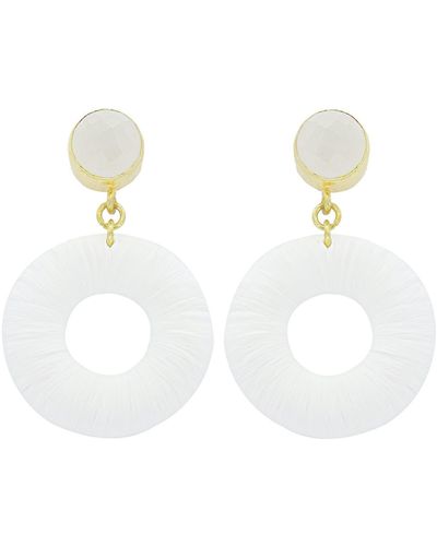 Panacea Raffia Open Circle Drop Earrings - White