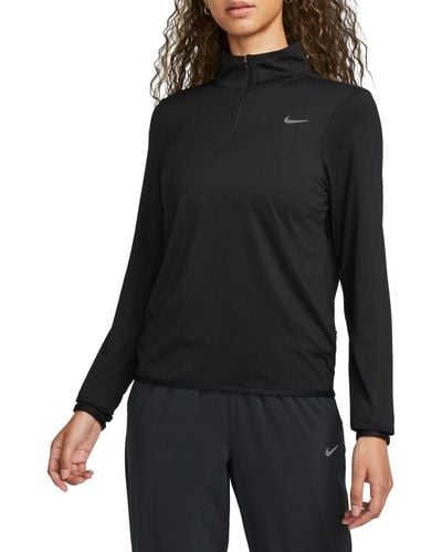 Nike Dri-fit Swift Element Uv Quarter Zip Running Pullover - Black
