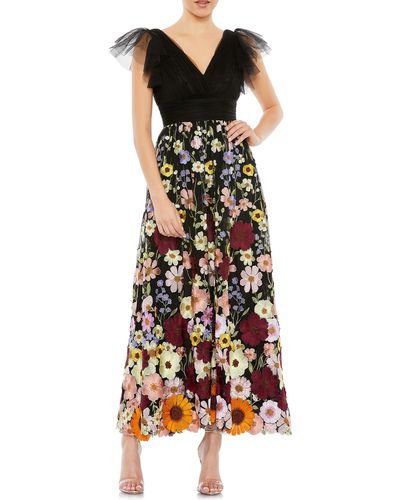 Mac Duggal Embroidered Floral Tulle Cocktail Dress - Multicolor