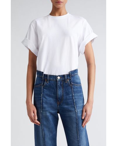 Victoria Beckham Relaxed Fit Cuffed T-shirt - White