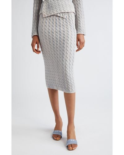 Paloma Wool Droppo Cable Knit Merino Wool Tube Skirt - White