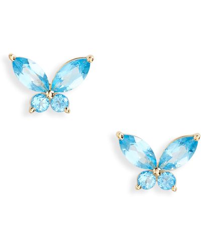 Bony Levy Blue Topaz Butterfly Stud Earrings