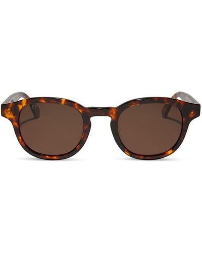 DIFF Arlo Xl 50mm Polarized Small Round Sunglasses - Brown