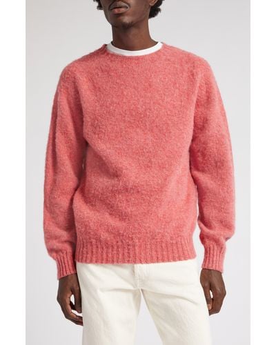 Drake's Brushed Wool Crewneck Sweater - Red