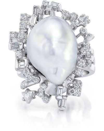 Mindi Mond South Sea Baroque Pearl & Diamond Ring - Metallic