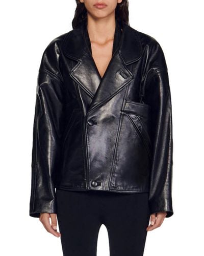 Sandro Clem Leather Jacket - Black