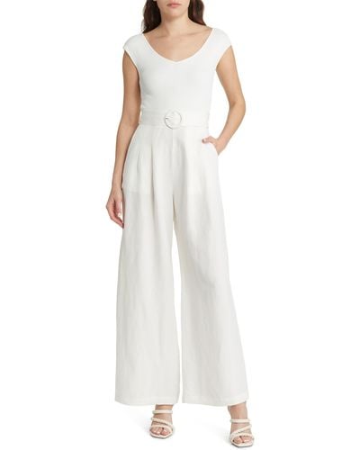 Ted Baker Tabbia Mixed Media Wide Leg Jumpsuit - White