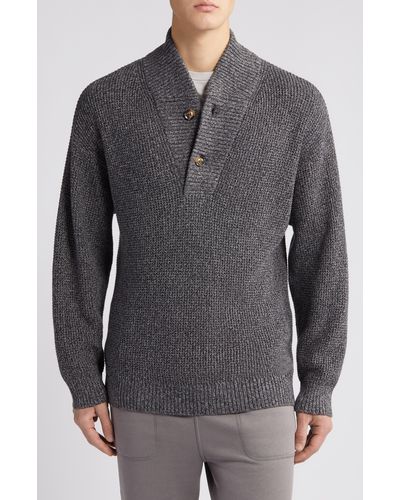 Lunya Cotton Blend Henley Sweater - Gray