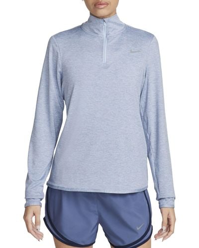 Nike Dri-fit Swift Element Uv Quarter Zip Running Pullover - Blue