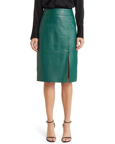 BOSS Setora Leather Pencil Skirt - Green