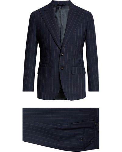 Thom Sweeney Pinstripe Structured Wool Suit - Blue