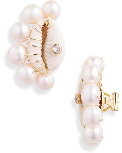 Eliou Éliou Lara Shell & Freshwater Pearl Stud Earrings - White