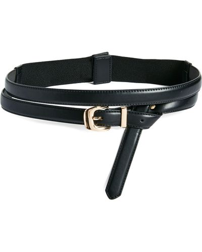 Nordstrom Cora Double Strap Faux Leather Belt - Black