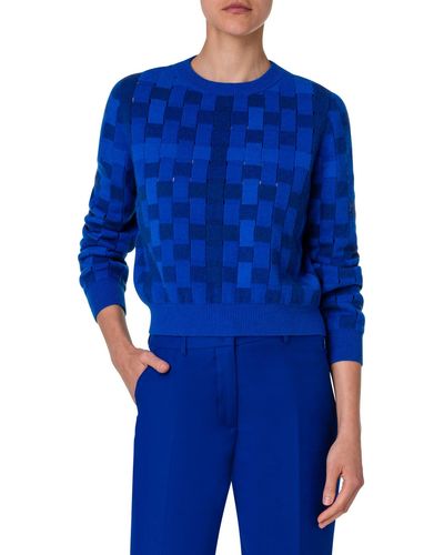 Akris Braided Cashmere & Wool Sweater - Blue