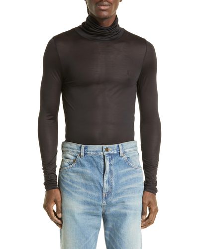 Saint Laurent Silk Turtleneck Sweater - Black