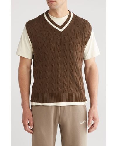 Museum of Peace & Quiet School House Cable Knit Sweater Vest - Brown