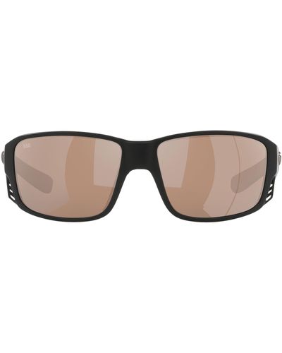 Costa Del Mar Pargo 60mm Mirrored Polarized Square Sunglasses - Natural