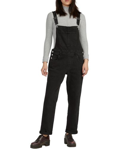 Silver Jeans Co. baggy Ankle Straight Leg Denim Overalls - Black