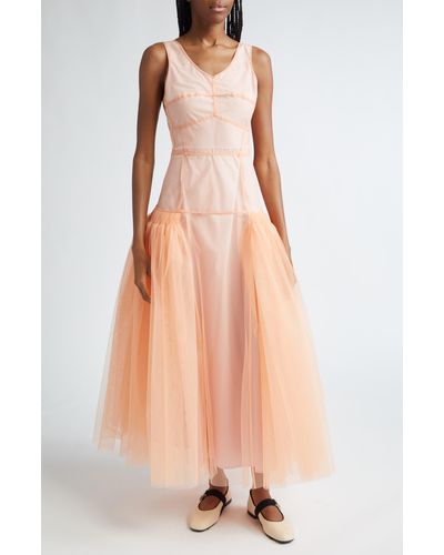 Molly Goddard Willow Tulle Drop Waist Gown - Pink