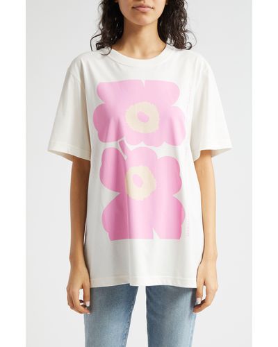 Marimekko Embla Unikko Floral Cotton Graphic T-shirt - Pink