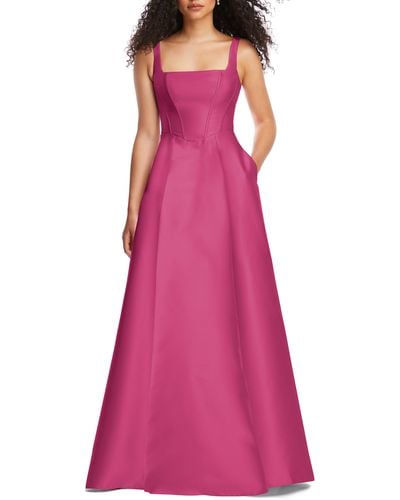 Alfred Sung Corset Satin Gown - Purple